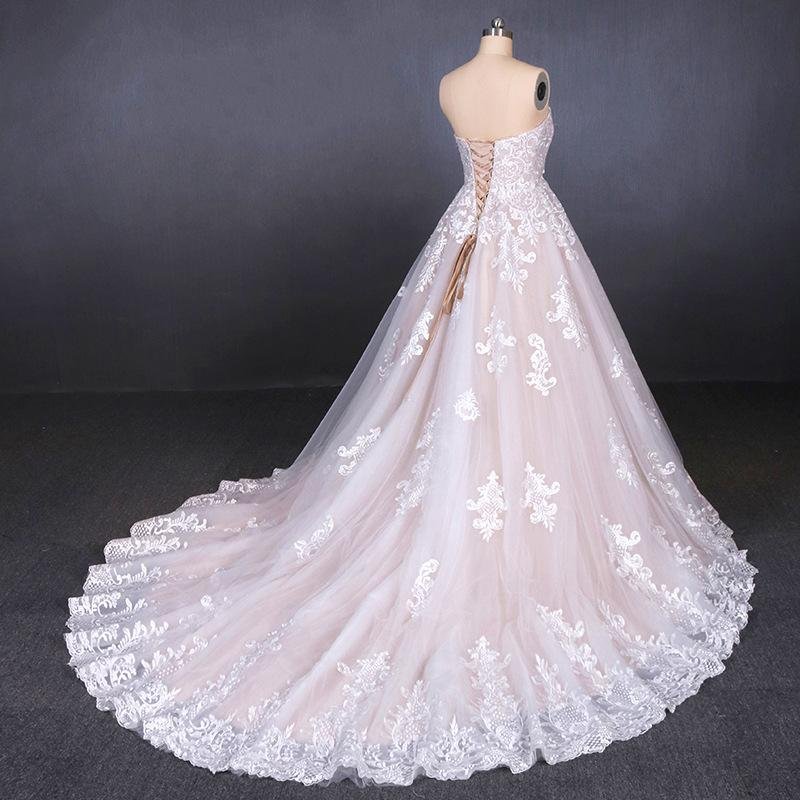 a line strapless lace appliques wedding dress, cheap bridal dresses dmq16 a line strapless lace appliques wedding dress, cheap bridal dresses dmq16