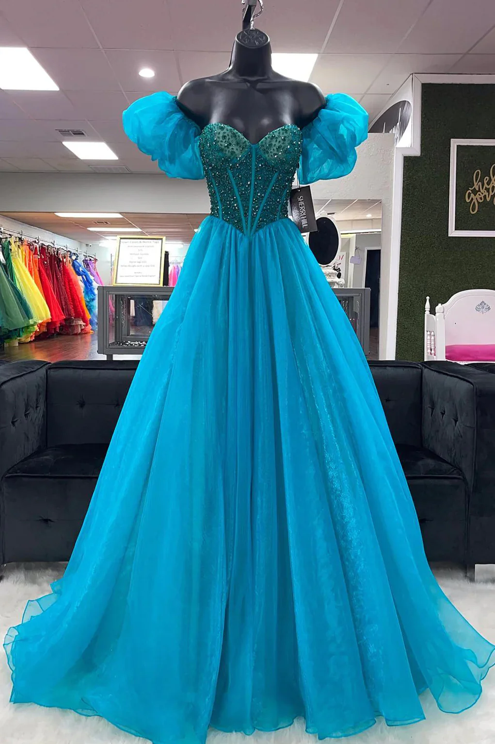 import placeholder for blue a line puff off the shoulder beaded 160218849 import placeholder for blue a line puff off the shoulder beaded 160218849