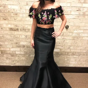 import placeholder for mermaid two piece embroidmry black long 160218855