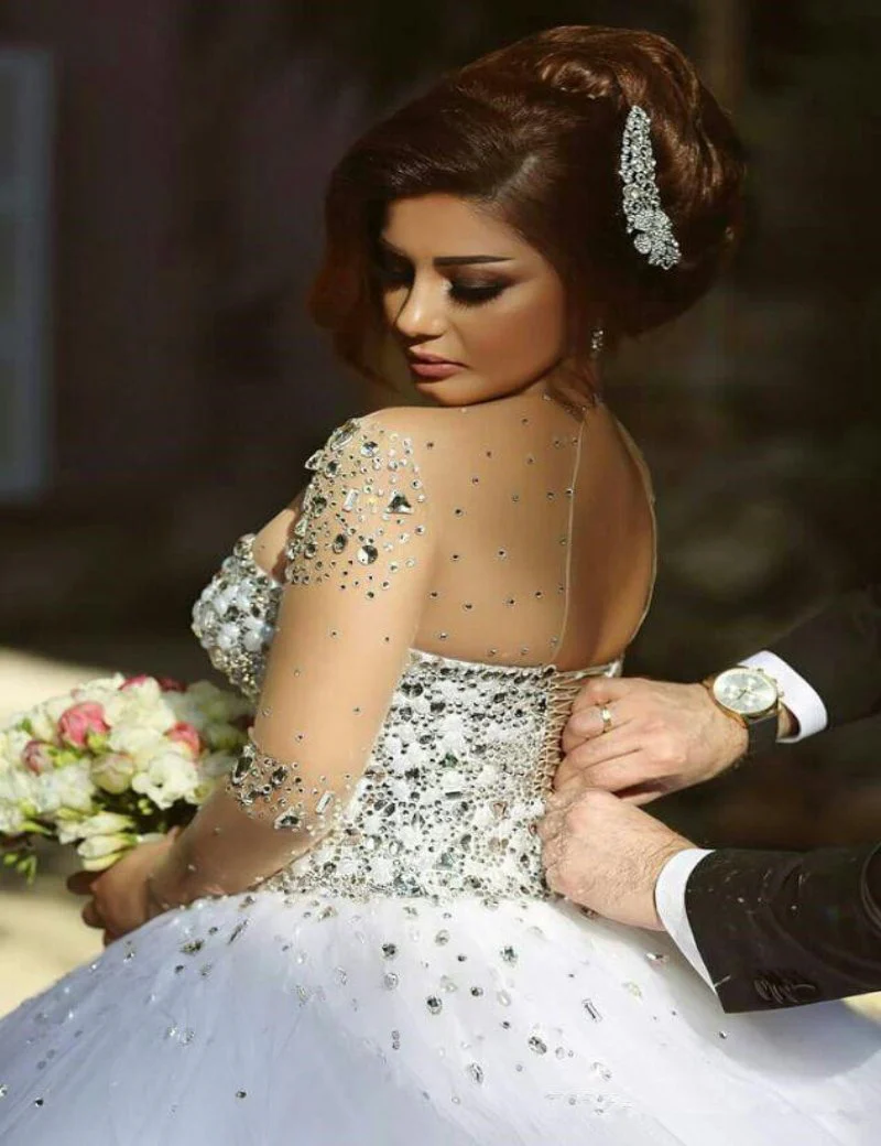 stunning long sleeves tulle ball gown beaded wedding dress dmh69 stunning long sleeves tulle ball gown beaded wedding dress dmh69