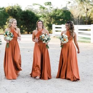 Wedding Party Dresses import placeholder for a line halter orange cheap long bridmsma 160220850