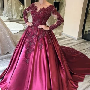 import placeholder for long sleeves lace appliques burgundy cou 160220172