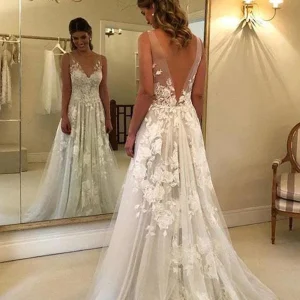 import placeholder for elegant a line v neck tulle floor length 160220422