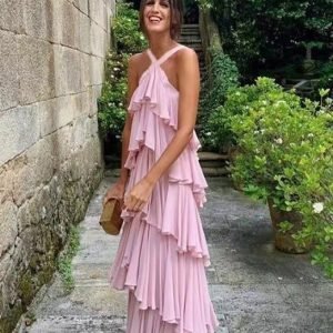 Evening Dresses import placeholder for a line halter tiered chiffon floor lengt 160219433