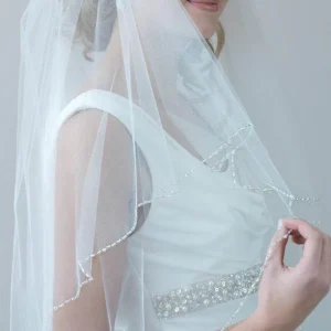 Accessories import placeholder for 2 layers beadmd wedding veil with blushe 160220965