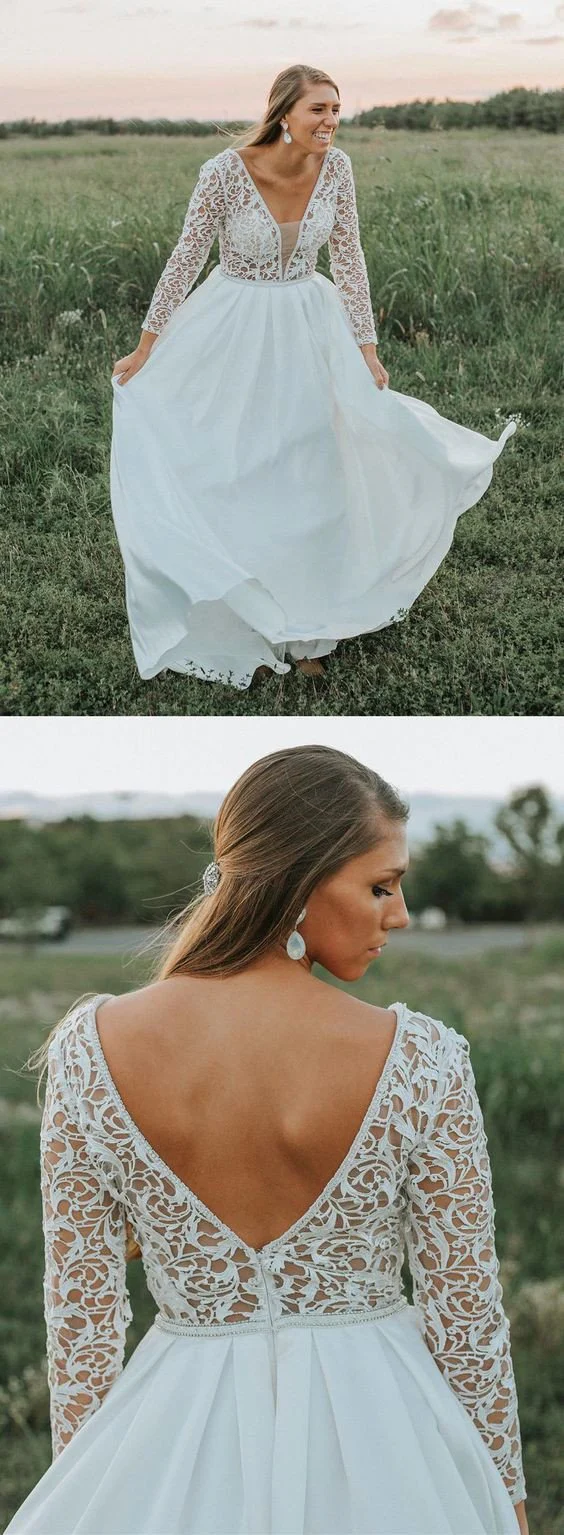 long sleeves a line v neck lace top long wedding dress dmg80 long sleeves a line v neck lace top long wedding dress dmg80