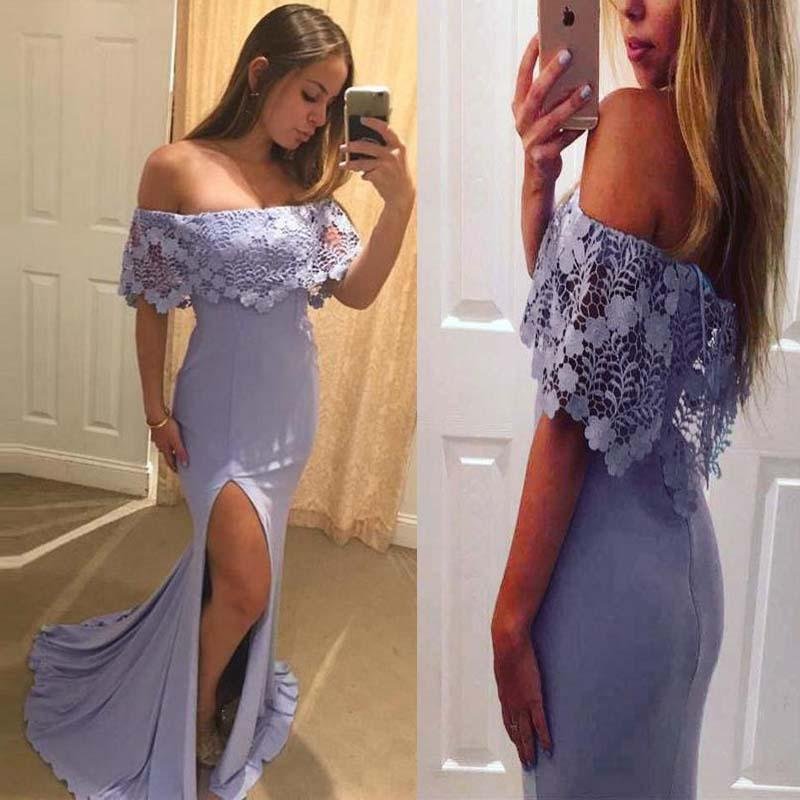 pretty lavender off shoulder with lace split mermaid prom dresses dmf15 pretty lavender off shoulder with lace split mermaid prom dresses dmf15