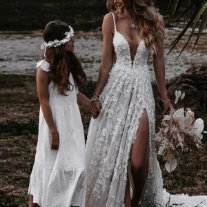 Home import placeholder for boho deep v neck a line lace wedding dre 160220461