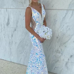 import placeholder for mermaid v neck sequined long prom dress 160219546