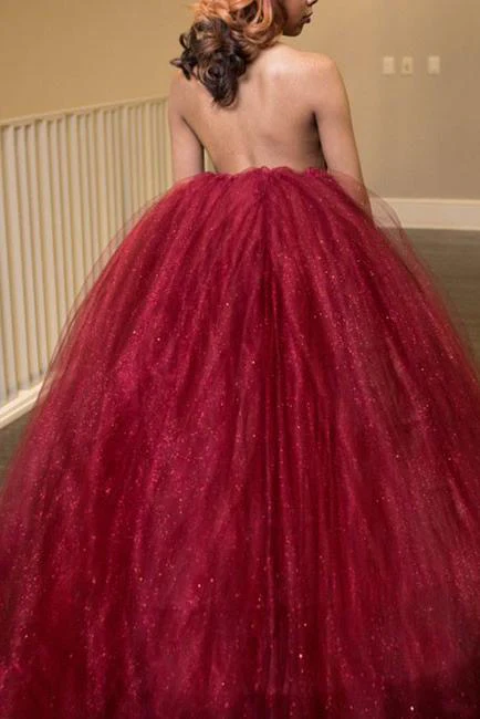 princess ball gown high neck backless burgundy tulle long prom dress dm604 princess ball gown high neck backless burgundy tulle long prom dress dm604