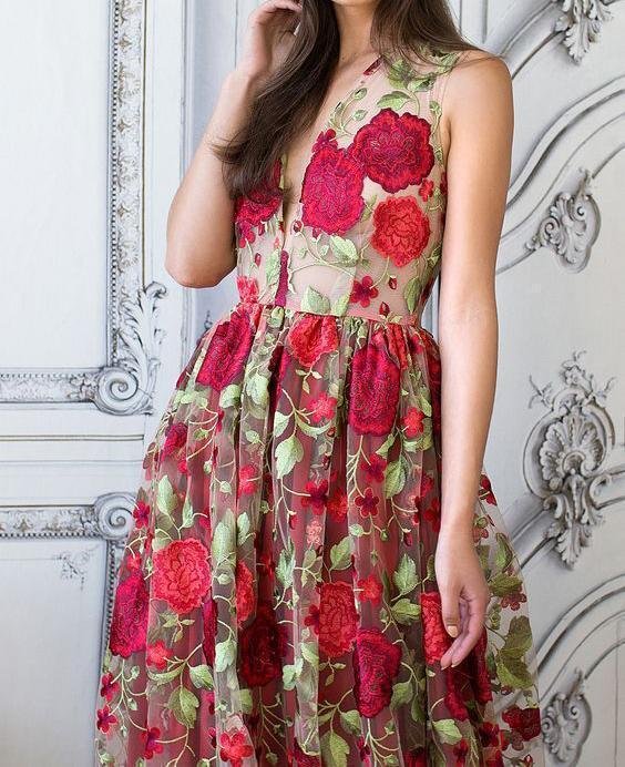 red floral embroidery see through long elegant formal prom dresses dmg89 red floral embroidery see through long elegant formal prom dresses dmg89
