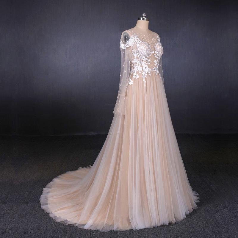 charming a line long sleeves lace appliques tulle wedding dress dmq30 charming a line long sleeves lace appliques tulle wedding dress dmq30