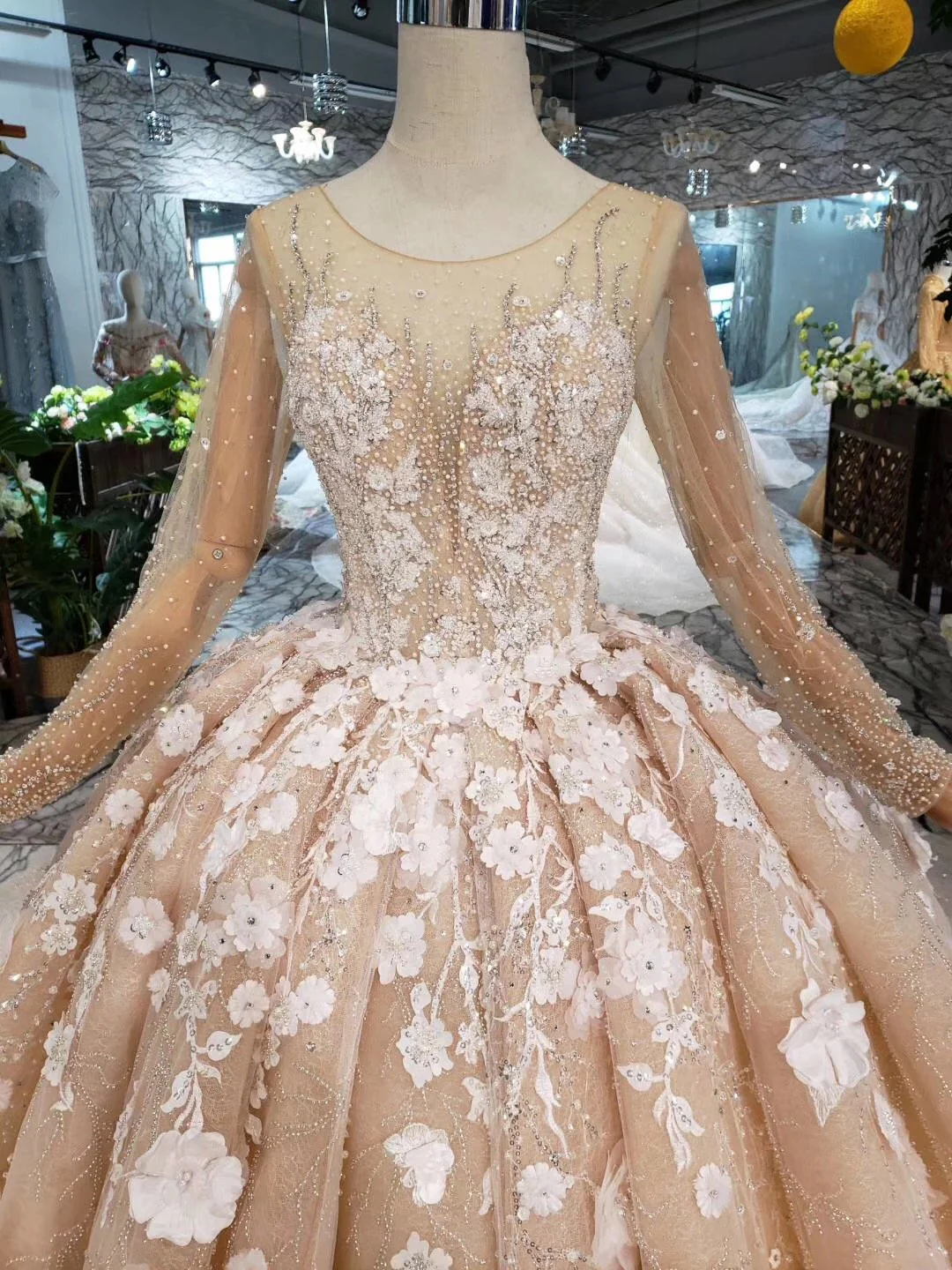 princess long sleeves ball gown wedding dresses, floral appliques wedding gown dmj95 princess long sleeves ball gown wedding dresses, floral appliques wedding gown dmj95