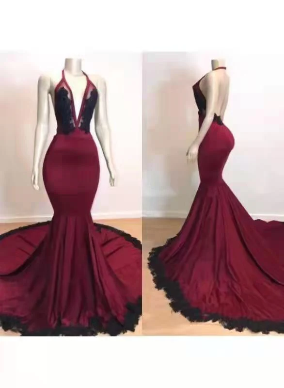 stunning burgundy halter deep v neck mermaid prom dresses with lace dmp166 stunning burgundy halter deep v neck mermaid prom dresses with lace dmp166