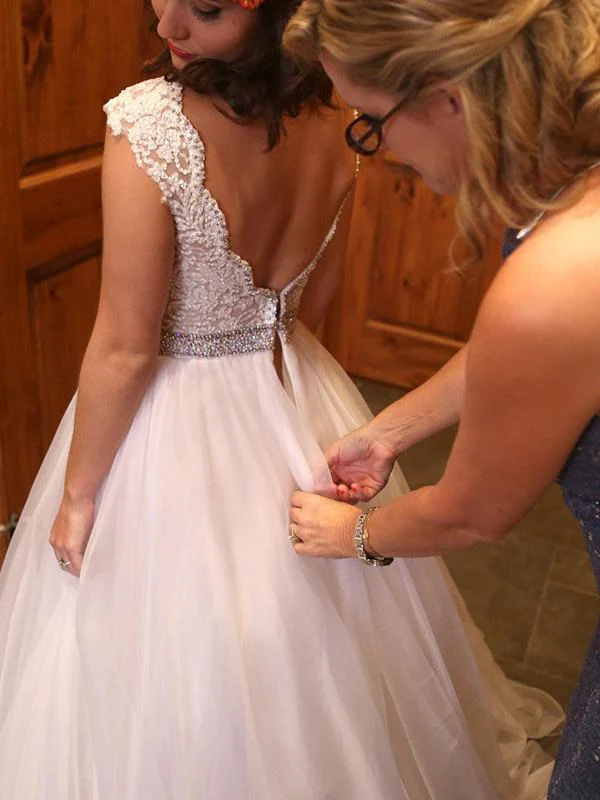 elegant off white tulle backless wedding dress with crystal sash dml47 elegant off white tulle backless wedding dress with crystal sash dml47