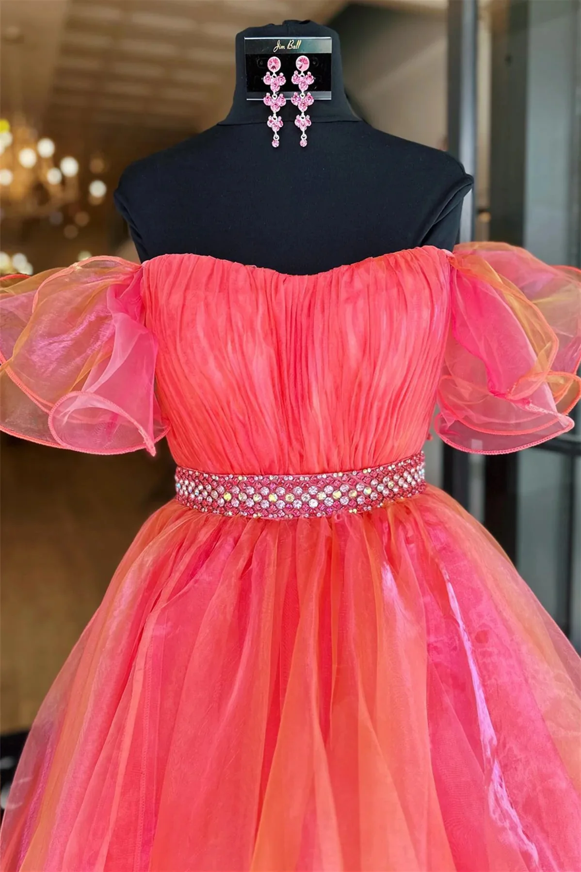 coral off the shoulder organza ruffle hi low prom dress evening gown dmp313 coral off the shoulder organza ruffle hi low prom dress evening gown dmp313