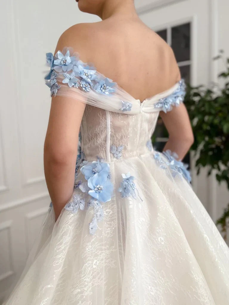 off shoulder white long prom dresses with flowers, white formal evening dresses dmp331 off shoulder white long prom dresses with flowers, white formal evening dresses dmp331