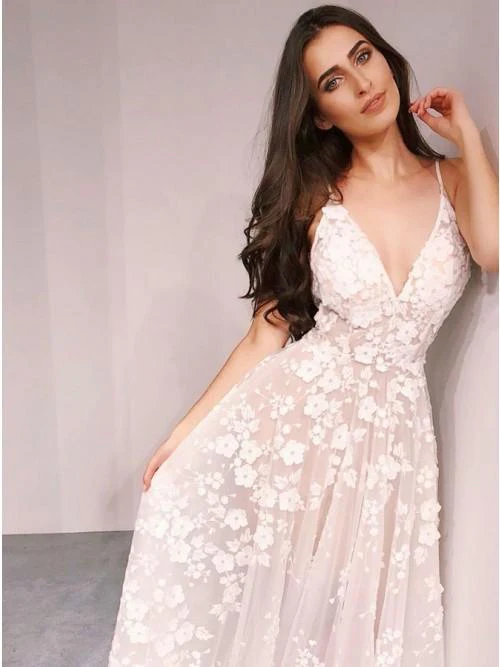 a line spaghetti straps floor length v neck wedding dress with appliques dms28 a line spaghetti straps floor length v neck wedding dress with appliques dms28