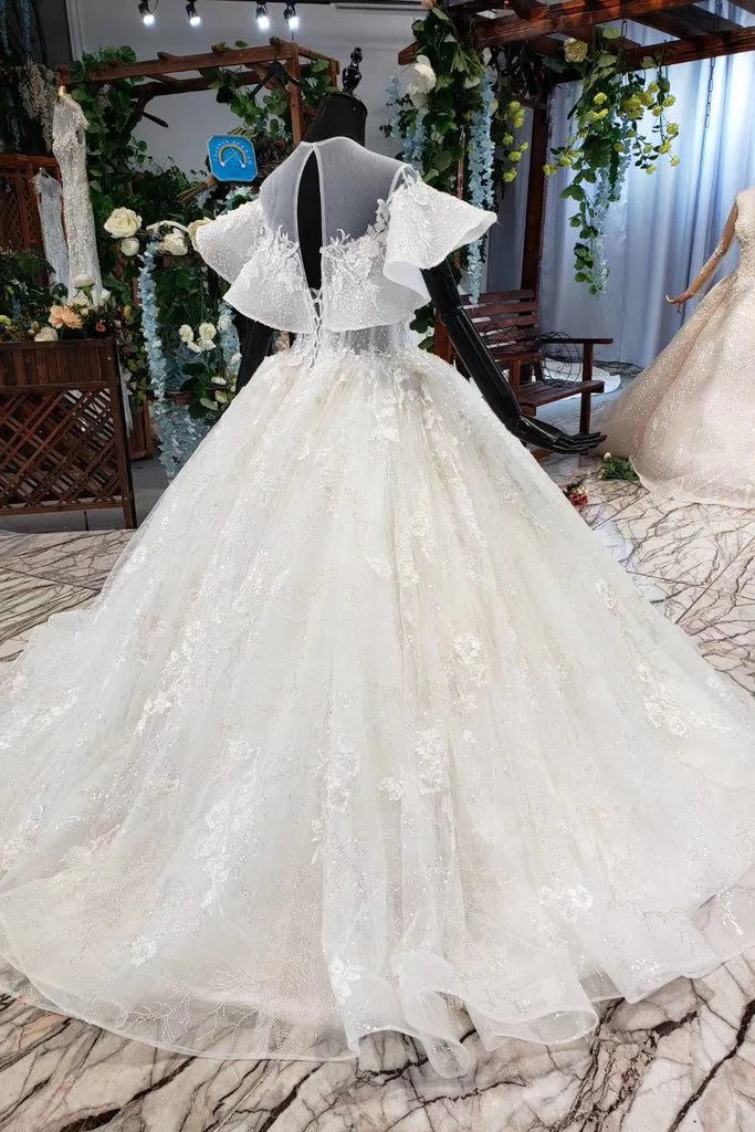 elegant ball gown big wedding dresses, appliques bridal dress with short sleeves dmn73 elegant ball gown big wedding dresses, appliques bridal dress with short sleeves dmn73