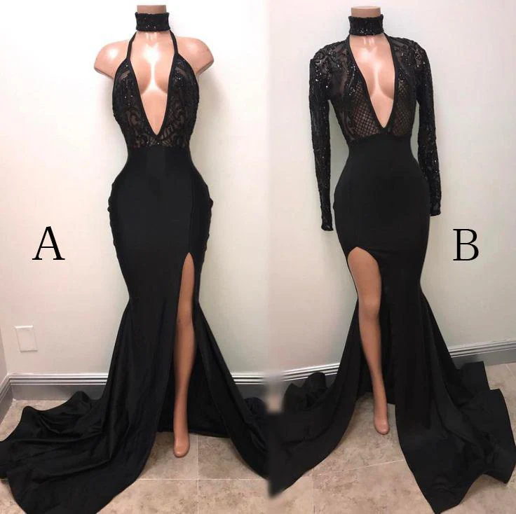 sexy black straps deep v neck mermaid split sleeveless evening dress dmi37 sexy black straps deep v neck mermaid split sleeveless evening dress dmi37