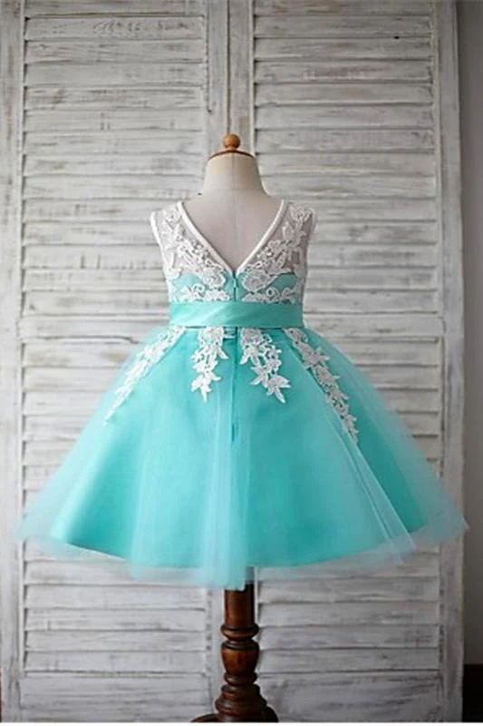 blue ball gown scoop sleeveless bowknot floor length tulle appliques flower girl dresses dm722 blue ball gown scoop sleeveless bowknot floor length tulle appliques flower girl dresses dm722