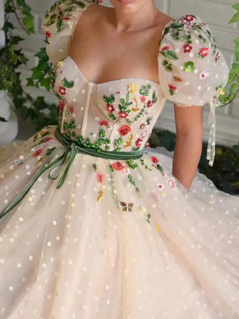 cap sleeves floral long prom dresses, formal graduation evening dresses with 3d flowers dmp323 cap sleeves floral long prom dresses, formal graduation evening dresses with 3d flowers dmp323