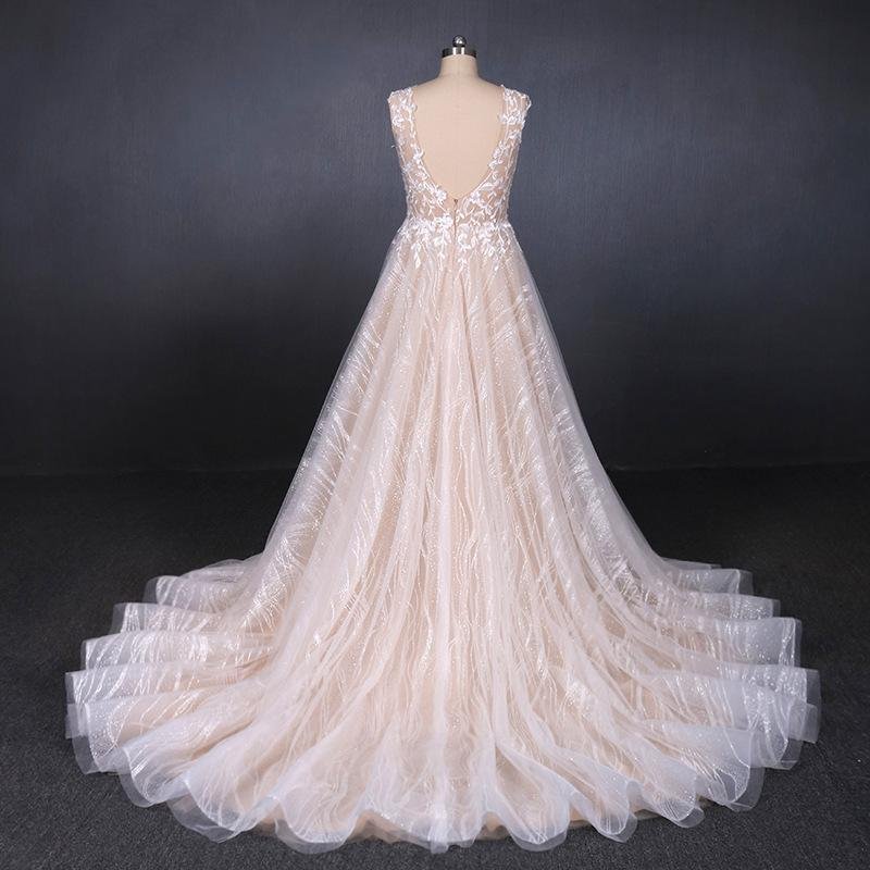 a line lace sleeveless elegant wedding dress, backless long bridal dresses dmq27 a line lace sleeveless elegant wedding dress, backless long bridal dresses dmq27