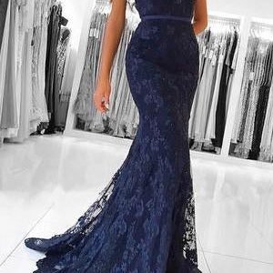import placeholder for elegant navy blue v neck long lace merma 160218669