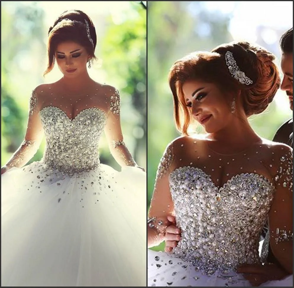 stunning long sleeves tulle ball gown beaded wedding dress dmh69 stunning long sleeves tulle ball gown beaded wedding dress dmh69