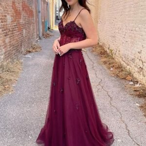 import placeholder for burgundy a line spaghetti straps long pr 160220544