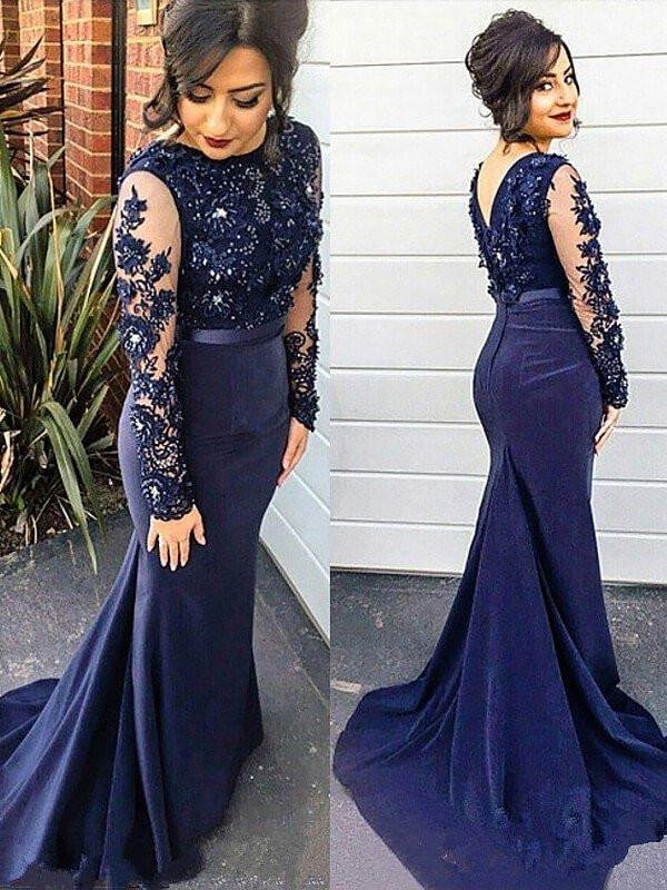 trumpet/mermaid lace appliques blue long sleeves plus size dresses dmf45 trumpet/mermaid lace appliques blue long sleeves plus size dresses dmf45
