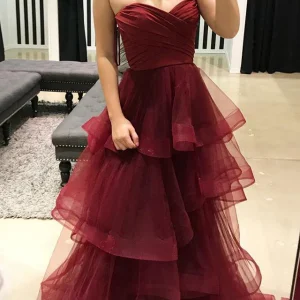 import placeholder for burgundy sweetheart puffy pleated ruffle 160219992