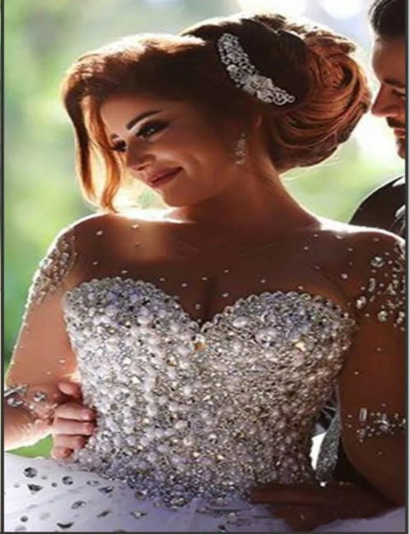 stunning long sleeves tulle ball gown beaded wedding dress dmh69 stunning long sleeves tulle ball gown beaded wedding dress dmh69