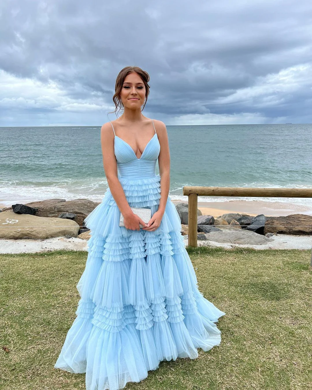 charming a line v neck light blue tulle long prom dresses evening gown dmp271 charming a line v neck light blue tulle long prom dresses evening gown dmp271