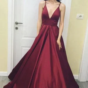 import placeholder for simple spaghetti straps burgundy v neck 160220466