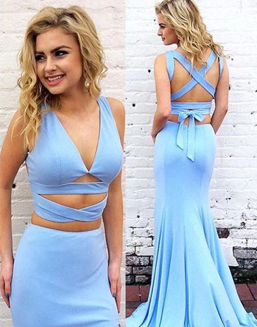 sexy mermaid two piece v neck blue long prom/evening dress stunning dm125 sexy mermaid two piece v neck blue long prom/evening dress stunning dm125