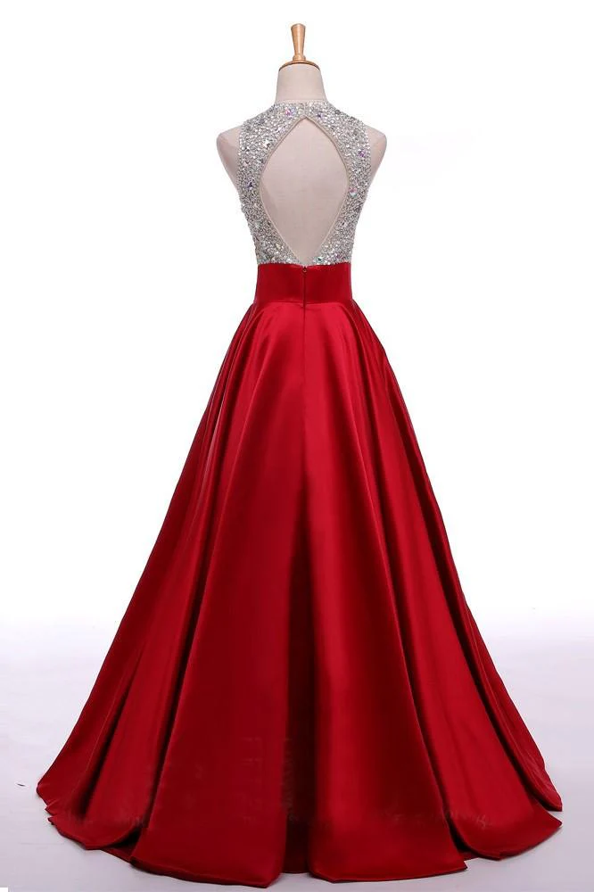 red long beading a line prom dresses, cheap satin formal evening dresses for teens dm153 red long beading a line prom dresses, cheap satin formal evening dresses for teens dm153
