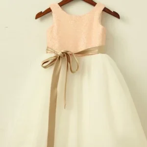Wedding Party Dresses import placeholder for a line round neck white flower girl dres 160220728