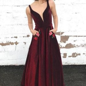 Prom Dresses import placeholder for a line v neck long burgundy prom dress w 160219845