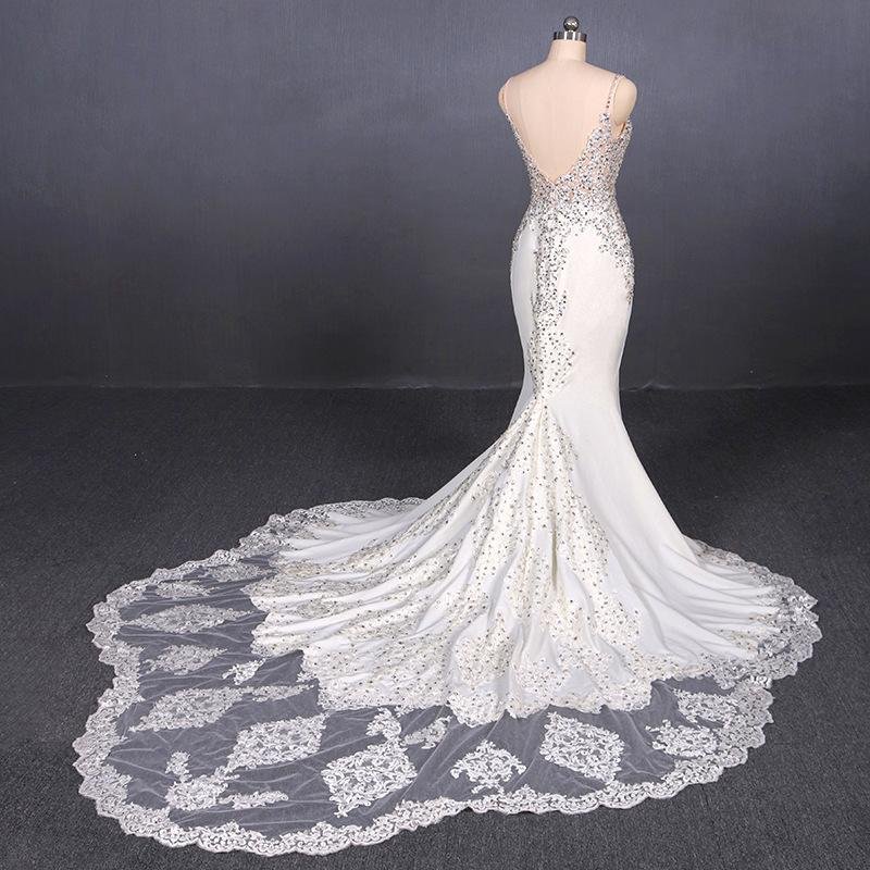 mermaid spaghetti straps beading wedding dress, elegant appliques bridal dresses dmq15 mermaid spaghetti straps beading wedding dress, elegant appliques bridal dresses dmq15