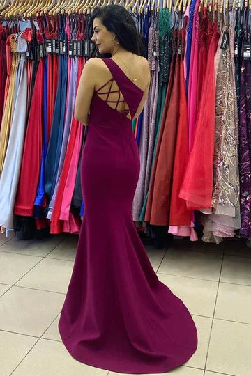 magenta one shoulder lace up mermaid long prom dresses formal evening dress dmp223 magenta one shoulder lace up mermaid long prom dresses formal evening dress dmp223