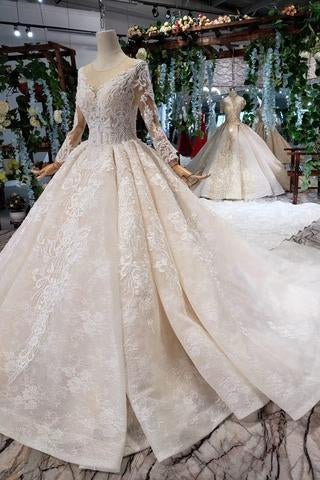 princess long sleeves ball gown lace wedding dresses, long bridal dress dmn43 princess long sleeves ball gown lace wedding dresses, long bridal dress dmn43