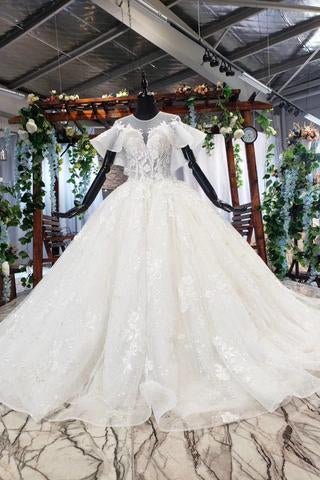 elegant ball gown big wedding dresses, appliques bridal dress with short sleeves dmn73 elegant ball gown big wedding dresses, appliques bridal dress with short sleeves dmn73