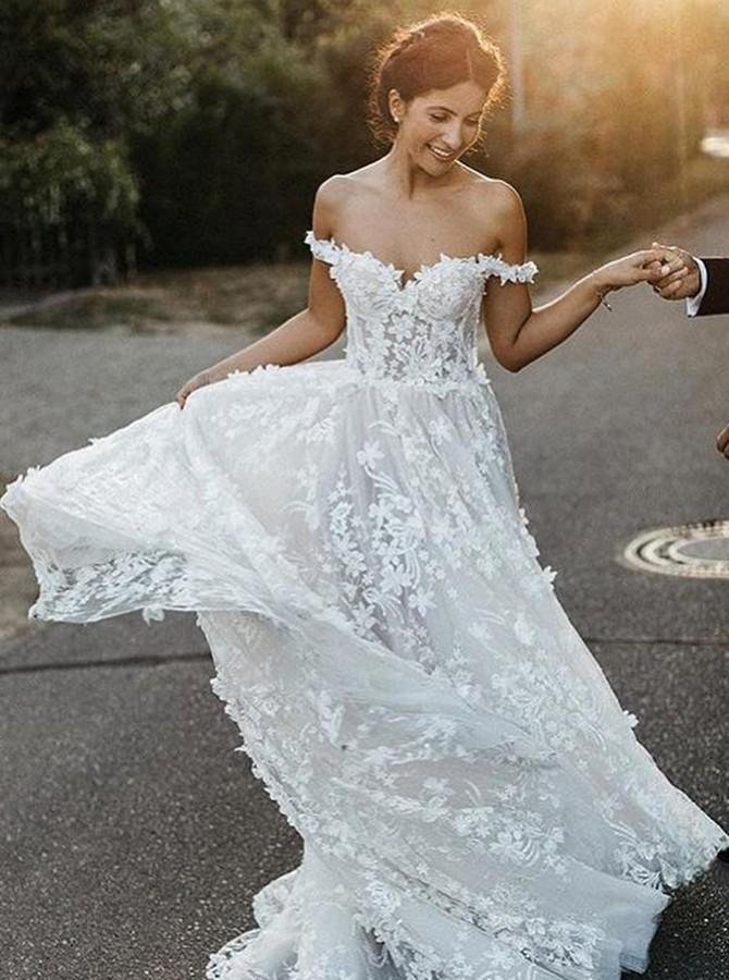 a line off the shoulder boho wedding dress with appliques dml58 a line off the shoulder boho wedding dress with appliques dml58