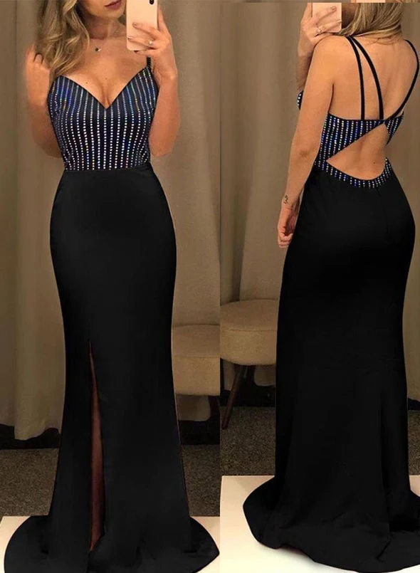 mermaid long prom dress beaded spaghetti straps evening party dresses with slit dmp094 mermaid long prom dress beaded spaghetti straps evening party dresses with slit dmp094