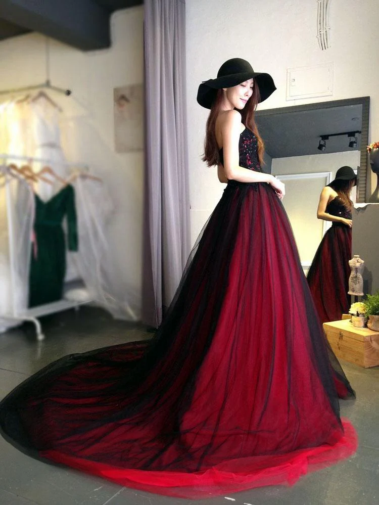 burgundy lace tulle a line strapless long prom dress dm947 burgundy lace tulle a line strapless long prom dress dm947