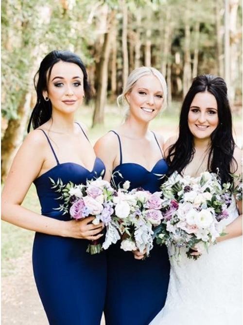 mermaid spaghetti straps sweep train navy blue long bridesmaid dress dmr25 mermaid spaghetti straps sweep train navy blue long bridesmaid dress dmr25