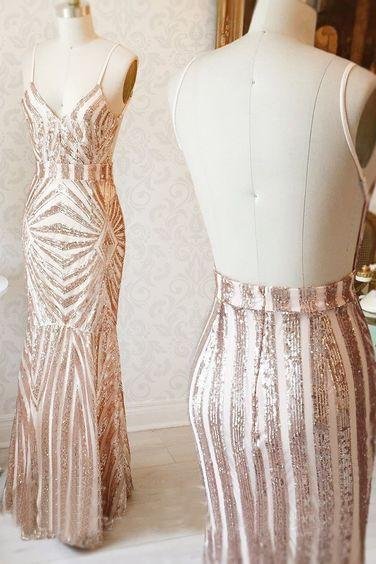 mermaid spaghetti straps rose gold long sexy prom dress with sequins dmd75 mermaid spaghetti straps rose gold long sexy prom dress with sequins dmd75