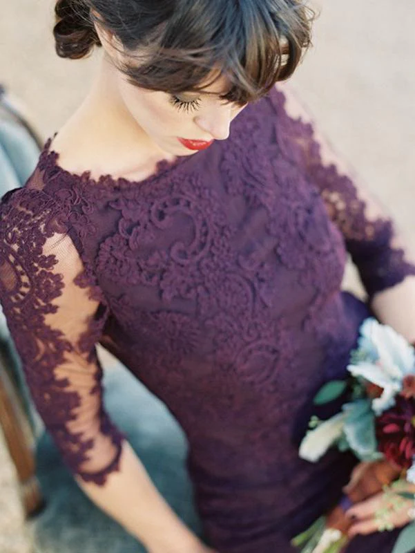 gorgeous half sleeves mermaid long purple lace open back bridesmaid dress dm504 gorgeous half sleeves mermaid long purple lace open back bridesmaid dress dm504