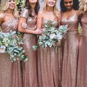 Wedding Party Dresses import placeholder for mismatched rose gold a line sequin long 160221190